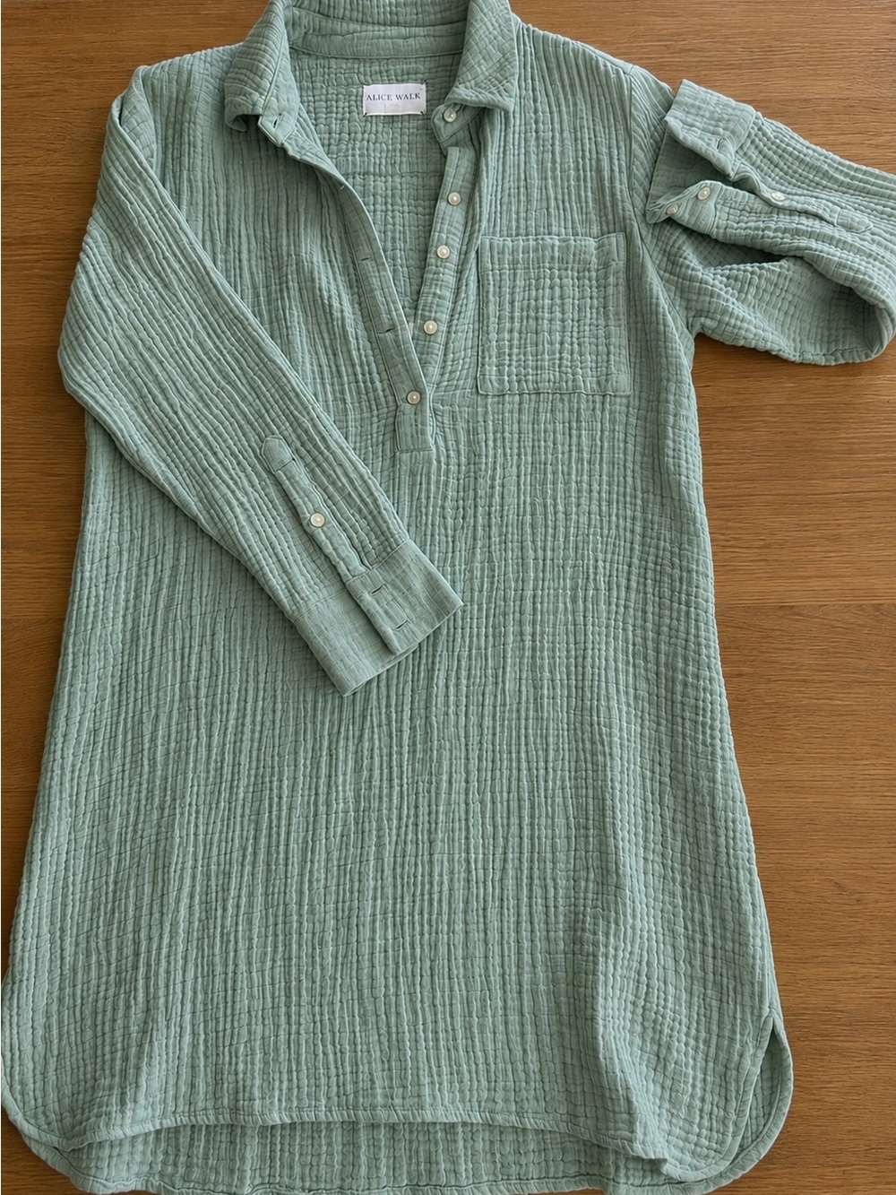 Alice + Olivia Kids Mint Sage Gauze Button-Front Shirt Dress